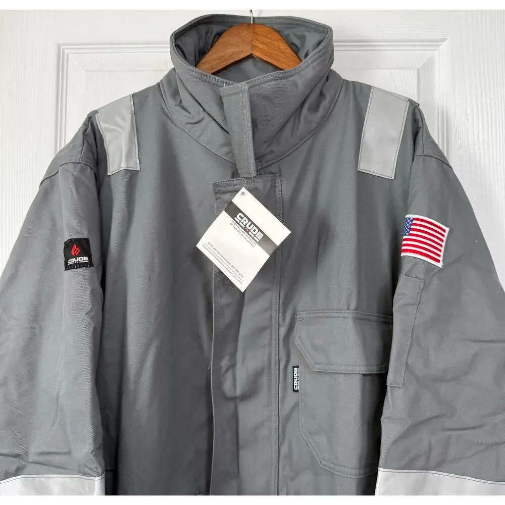 Crude FR Flame Resistant RPS New Men's Gray Insulated Work Jacket Size Large